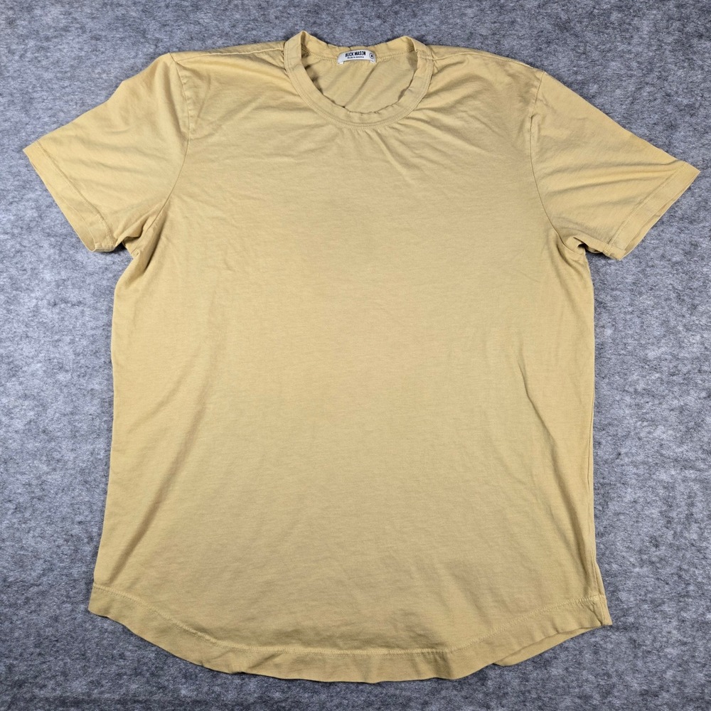 Buck Mason Mens Tan Slub Curved Hem Crew Neck T-Shirt Size M